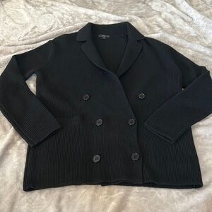 J crew double breasted sweater blazer in black - merino blend